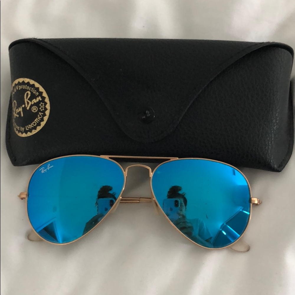 Blue Aviator Flash Lens Ray-Bans
